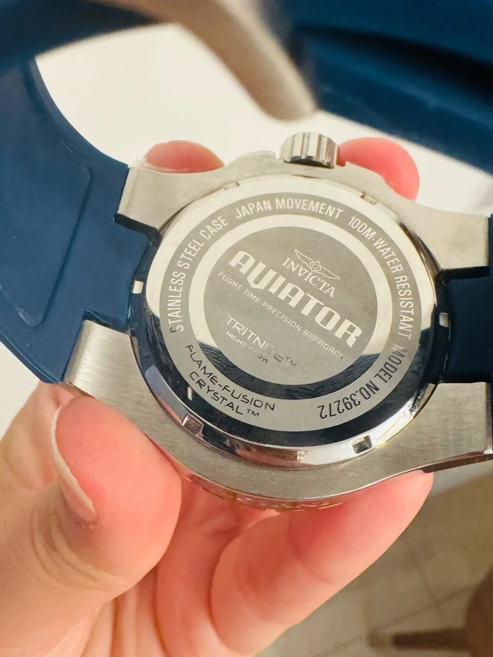 Invicta Aviator Men's Blue Dial Watch with Rose Gold Accents